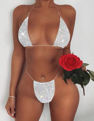 Two Piece Beaded Thong Bikini Set Areous