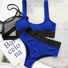 Two Piece Contrast High Waist Swimwear Areous