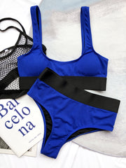 Two Piece Contrast High Waist Swimwear Areous