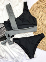 Two Piece Contrast Knotted Swimwear Areous