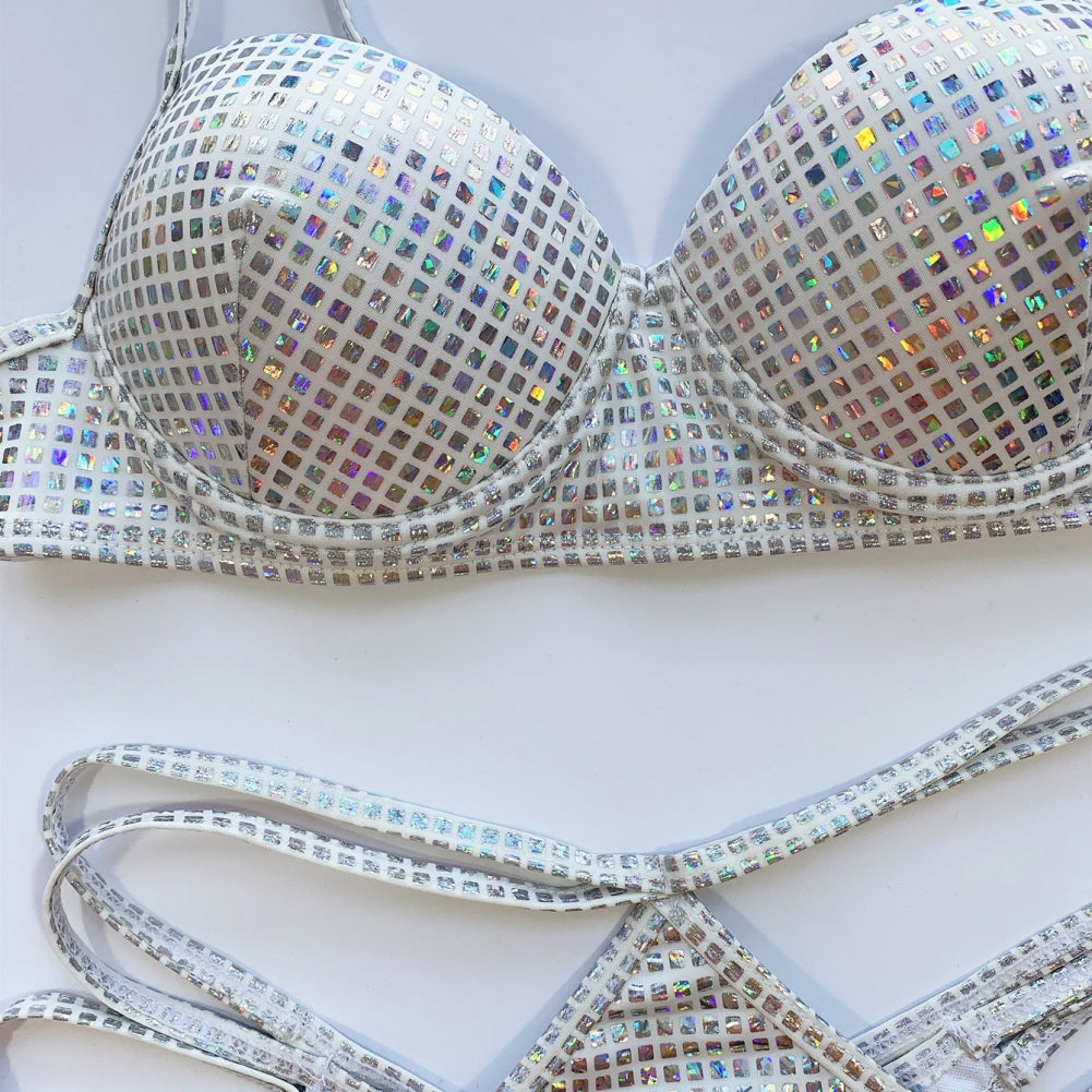 Two Piece Cut Out Sparkling Swimwear Areous