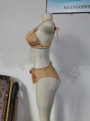 Two Piece High Waist Striped Swimwear Areous