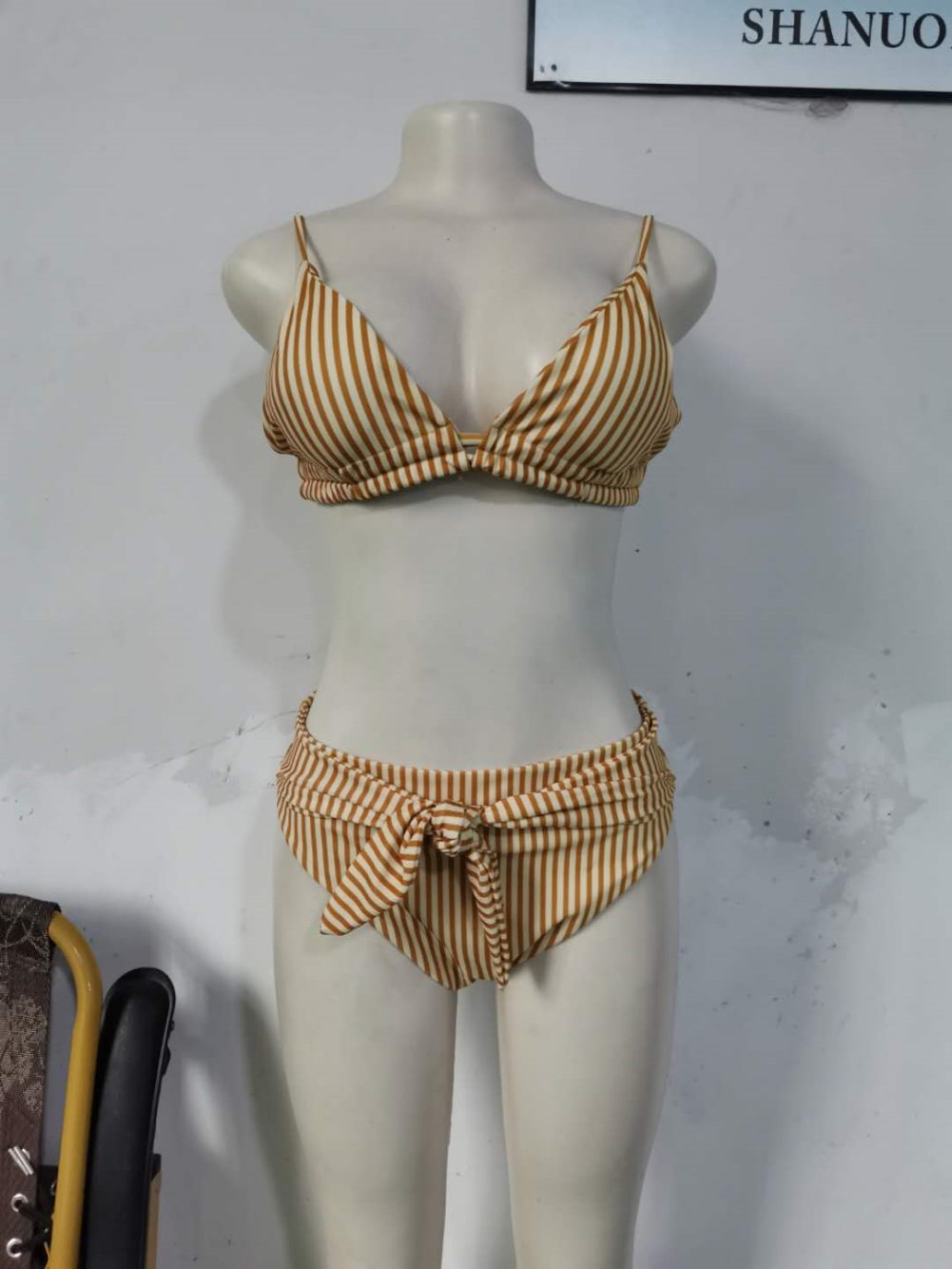 Two Piece High Waist Striped Swimwear Areous