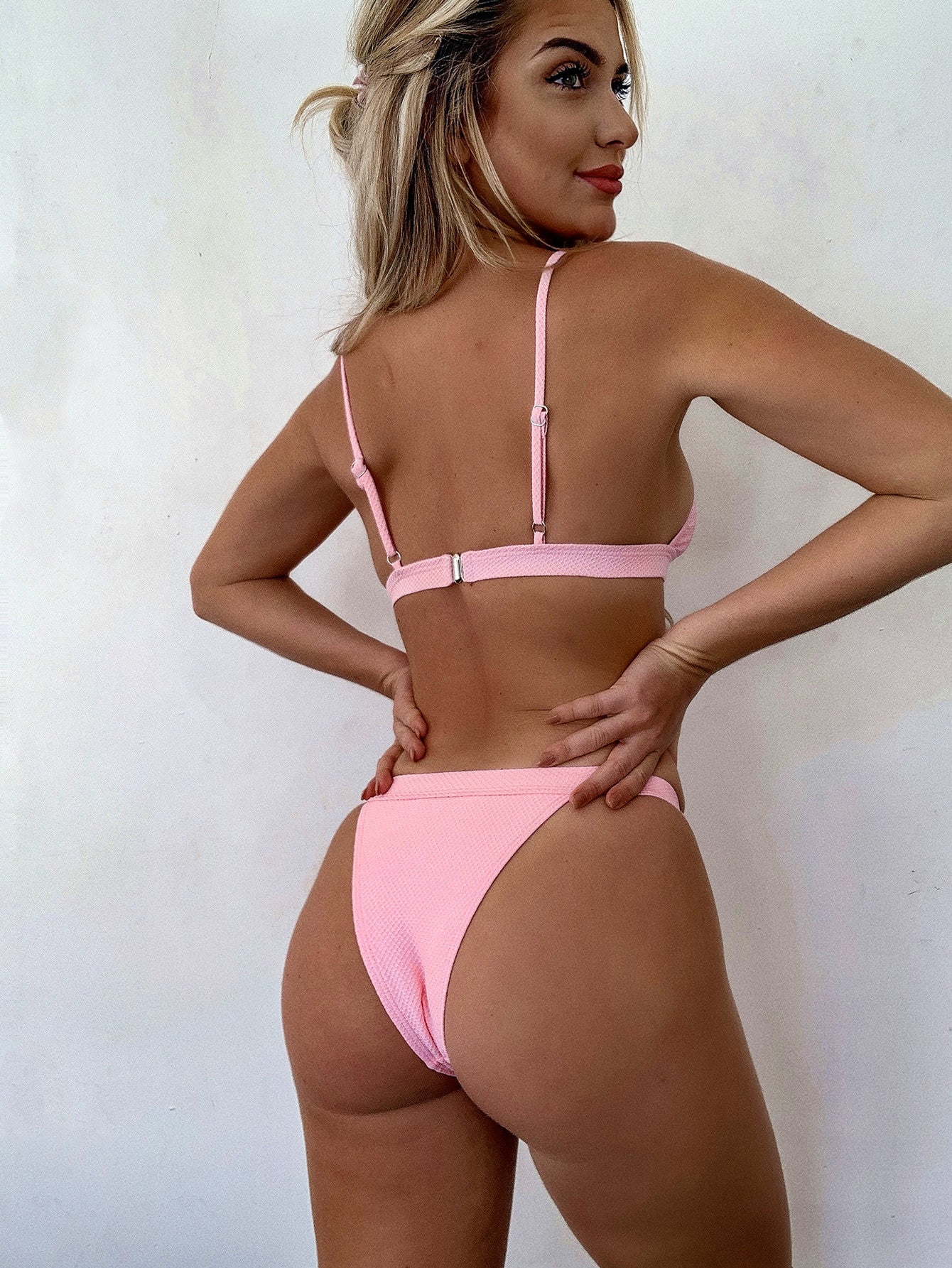 Two Piece Honeycomb Thong Swimwear Areous