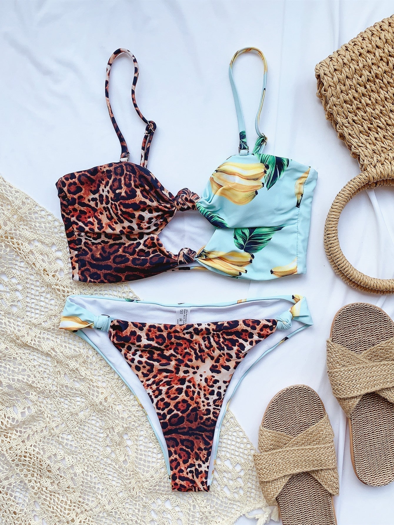 Two Piece Knotted Straps Swimwear Areous