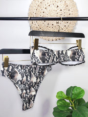 Two Piece O-Ring High Waist Leopard Bandeau Swimwear Areous