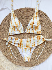 Two Piece Tie Dye Metal Ring Strings Halter Swimwear Areous