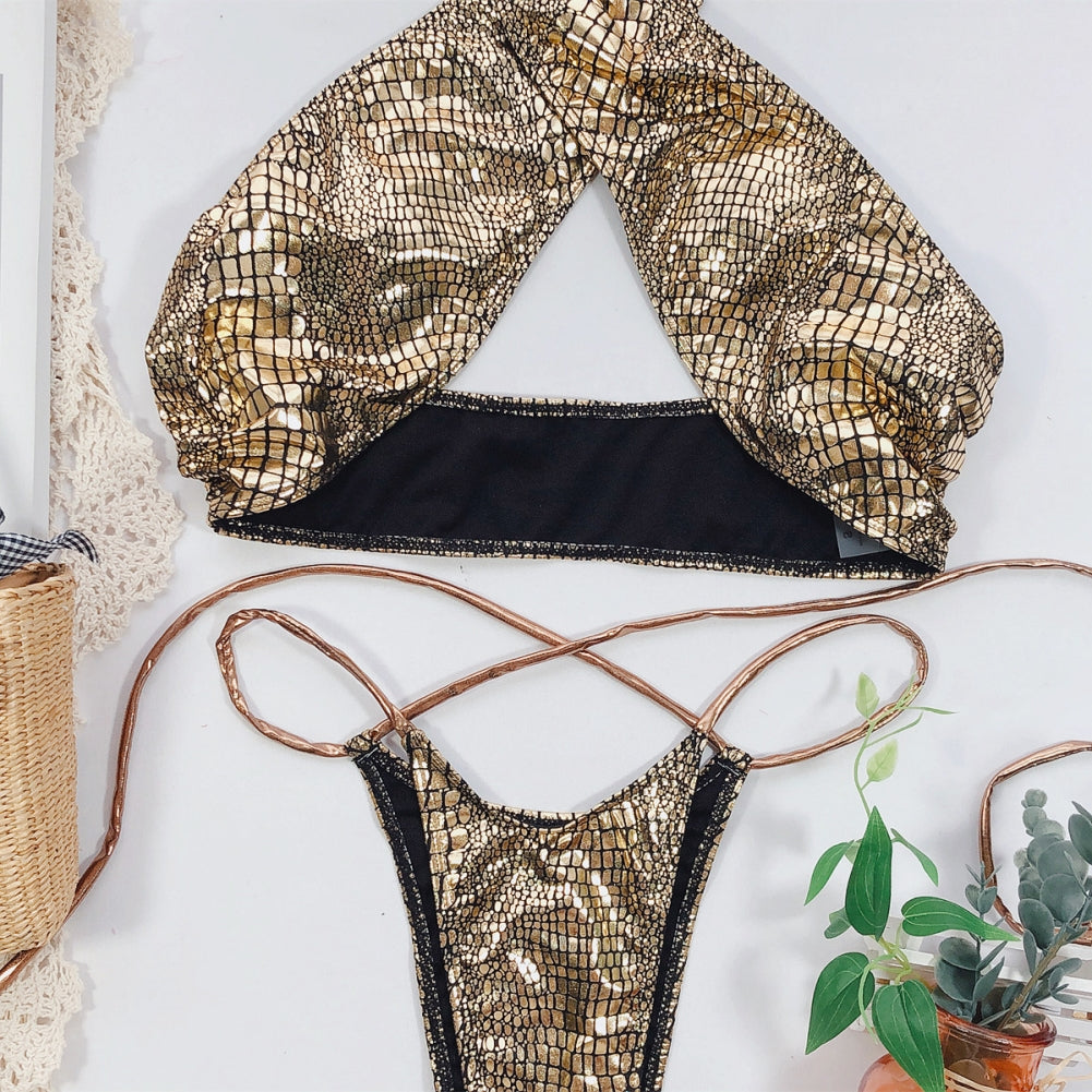 Two Piece Wrapped Metallic Swimwear Areous