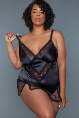 V-neck Babydoll With Rose Embroidery Design | Plus Size Areous
