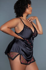 V-neck Babydoll With Rose Embroidery Design | Plus Size Areous