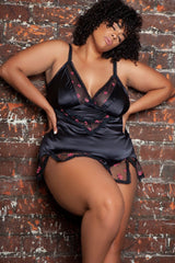 V-neck Babydoll With Rose Embroidery Design | Plus Size Areous