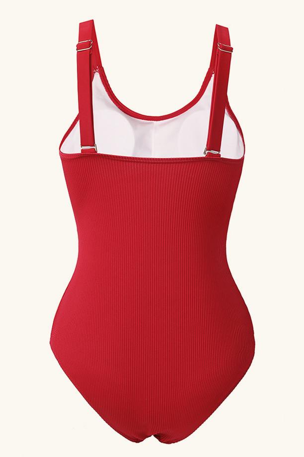 Vintage Belt Red One Piece Areous