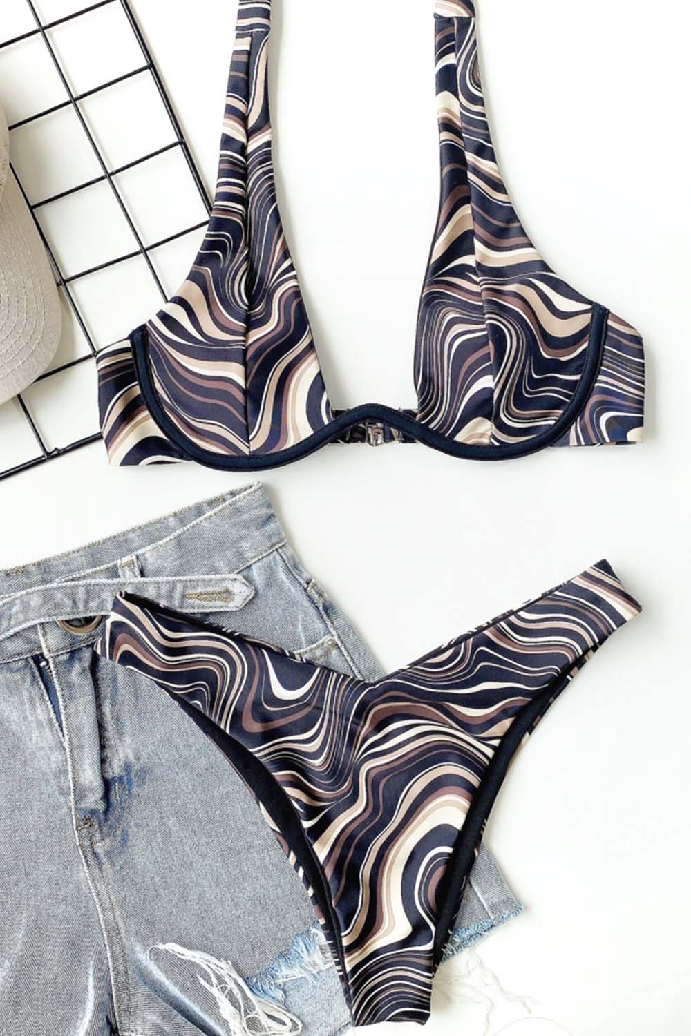 Water Ripple Halter Bikini Areous