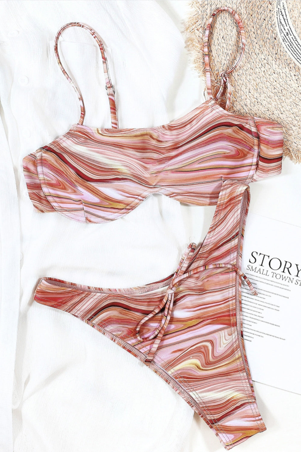 Water Ripple Print Bikini Areous