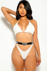 White OMG Trim Three Piece Swimsuit Areous