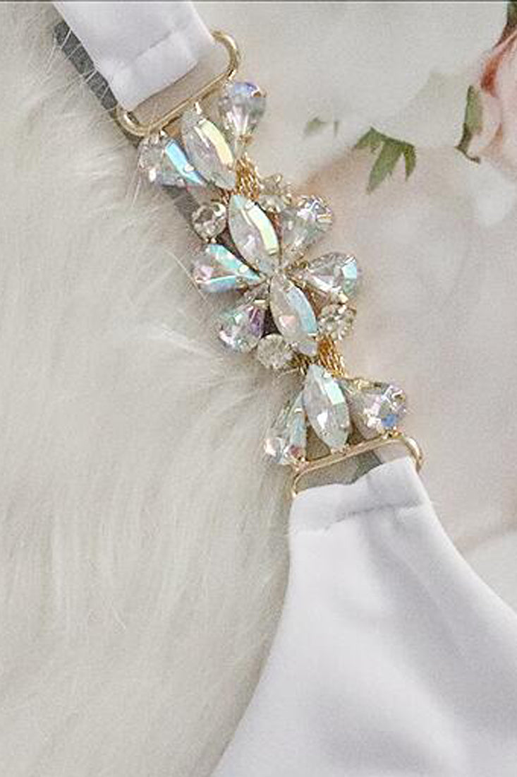 White Rhinestone Gems Halter Triangle 2 Pc Bikini Set Areous