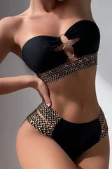 Wide Gold Curb Chain Bikini Set Areous