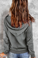 Half Zip Colorblock Pocket Patchwork Long Sleeve Hoodie