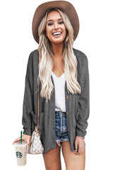 Heather Knit Pocketed Button Front Cardigan