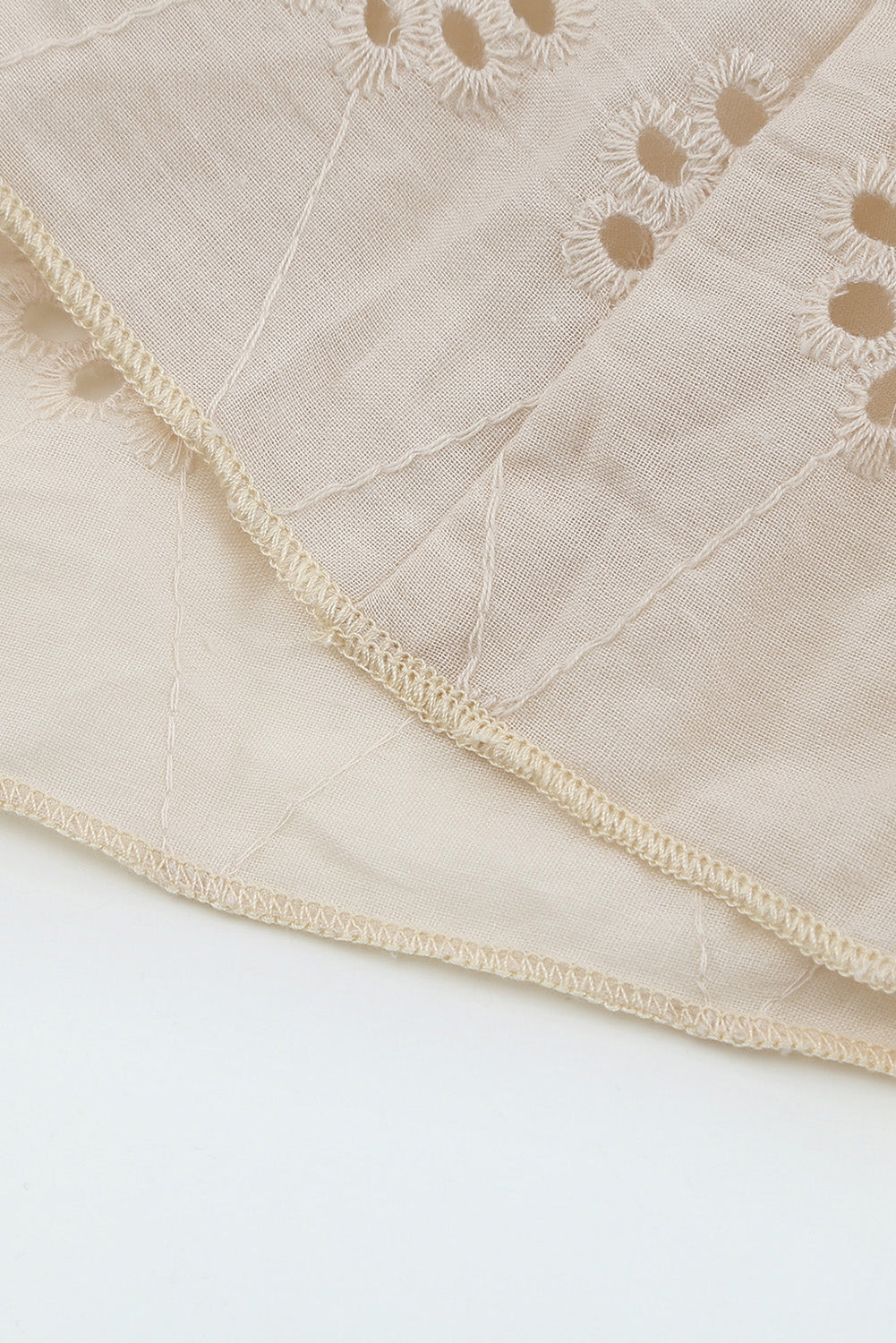 Khaki Eyelet Pattern Tiered Short Dress