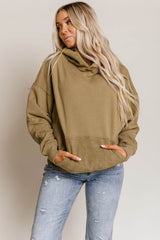 Khaki Kangaroo Pocket Boyfriend Hoodie