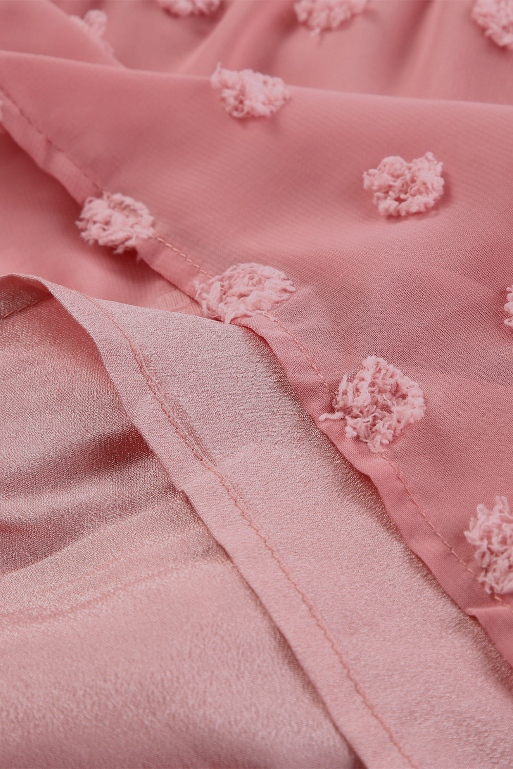 Pink Swiss Dot Ruffled Babydoll Blouse