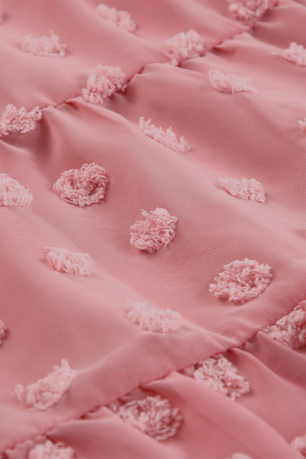 Pink Swiss Dot Ruffled Babydoll Blouse