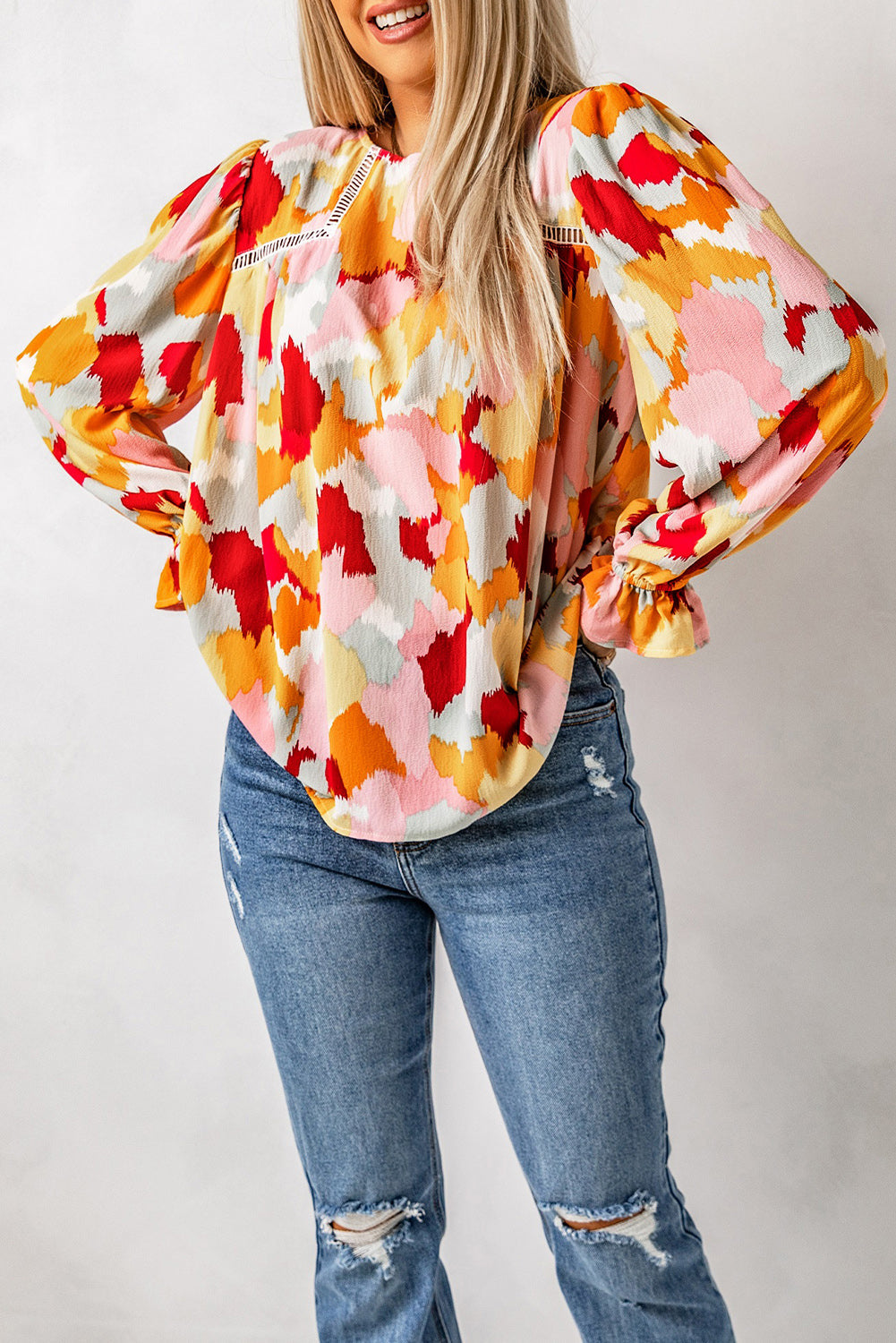Pink Swiss Dot Ruffled Babydoll Blouse