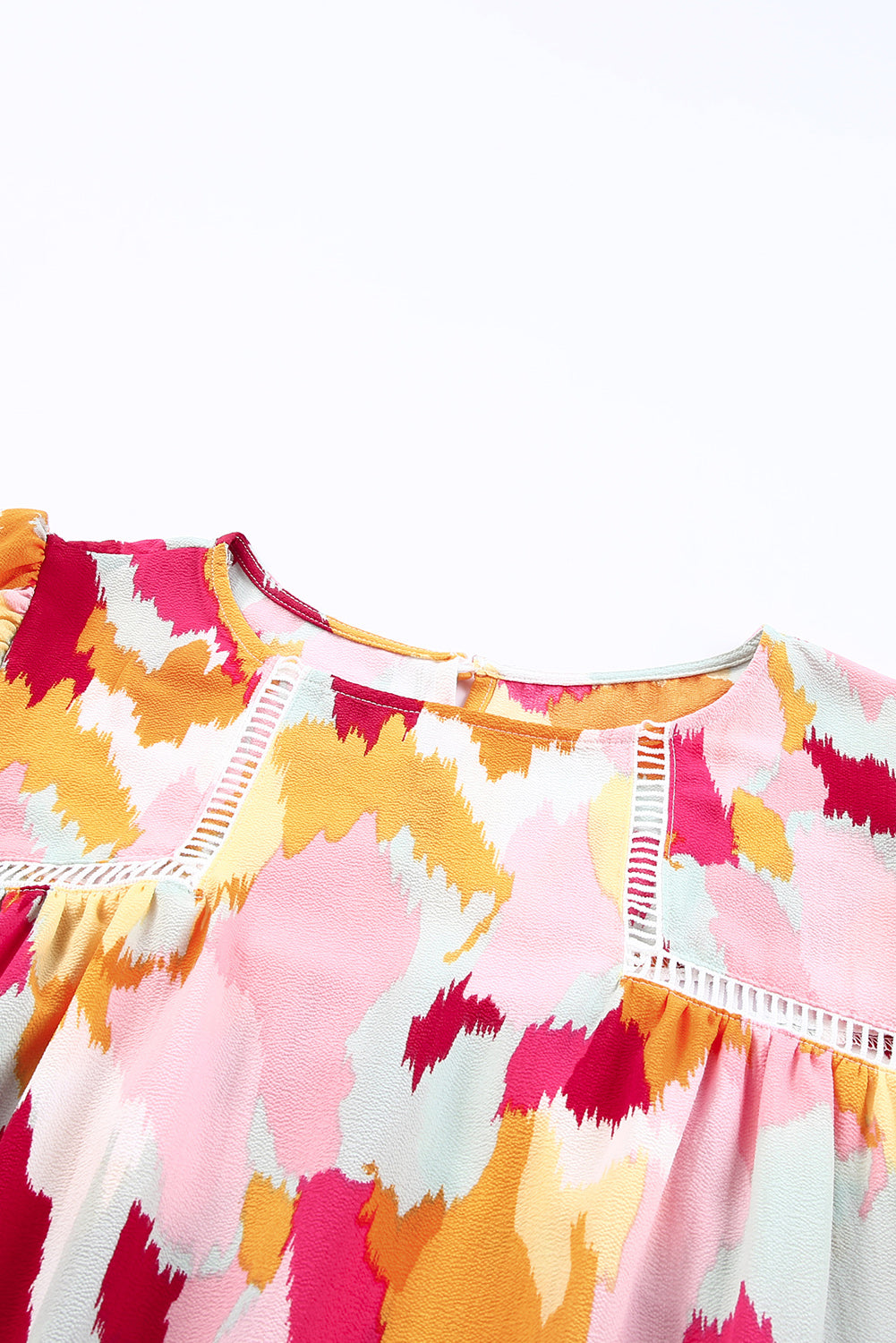 Pink Swiss Dot Ruffled Babydoll Blouse