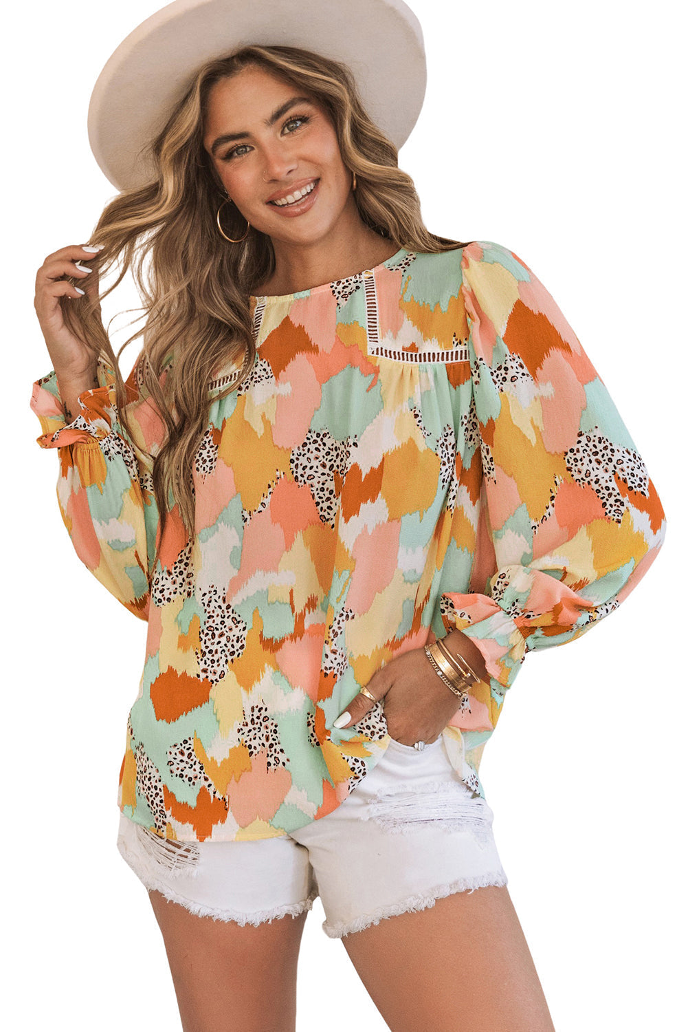Pink Swiss Dot Ruffled Babydoll Blouse