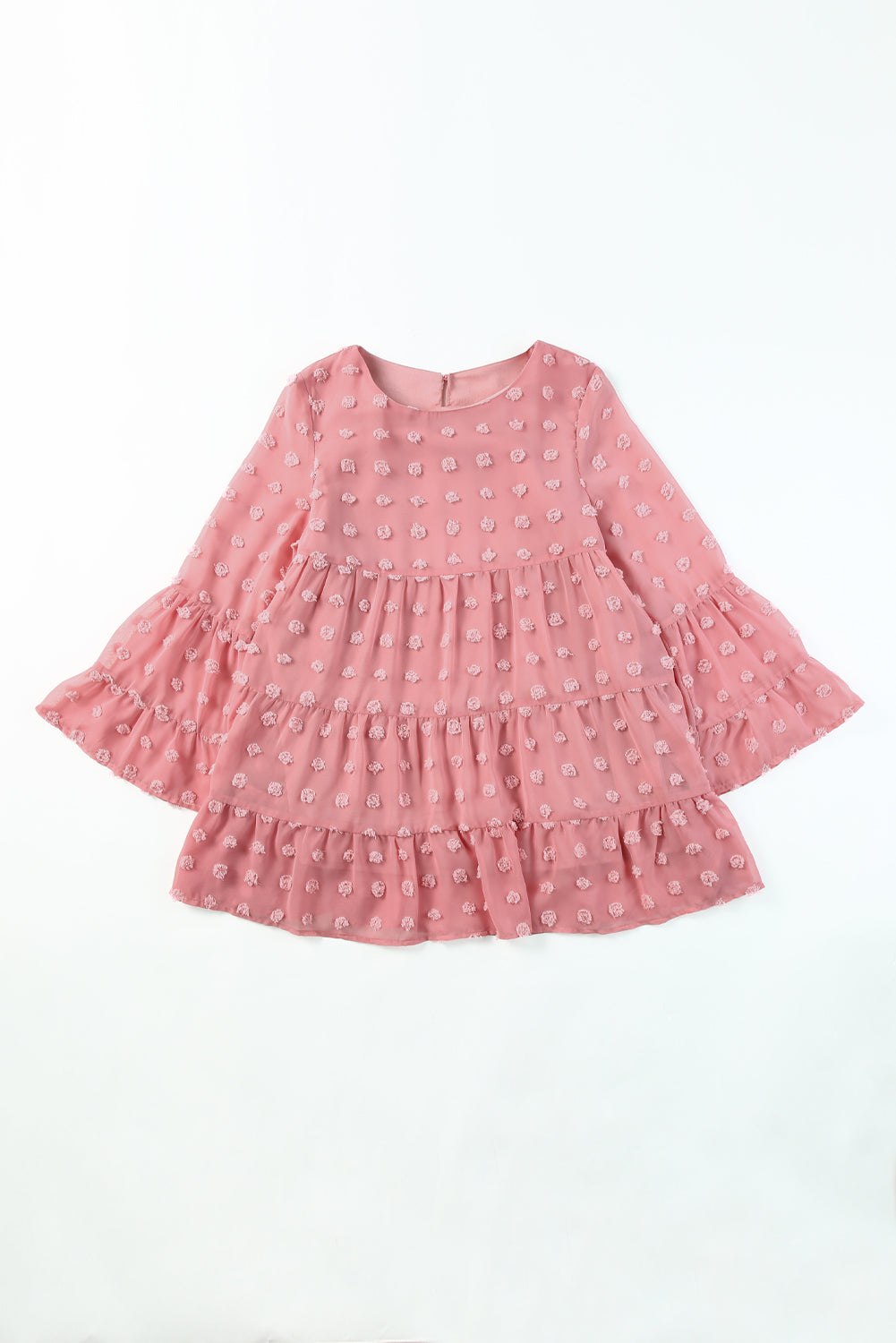 Pink Swiss Dot Ruffled Babydoll Blouse