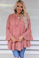 Pink Swiss Dot Ruffled Babydoll Blouse