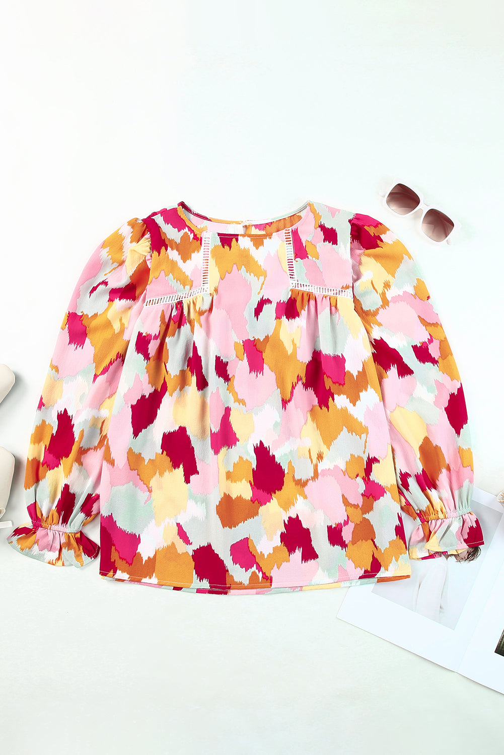 Pink Swiss Dot Ruffled Babydoll Blouse