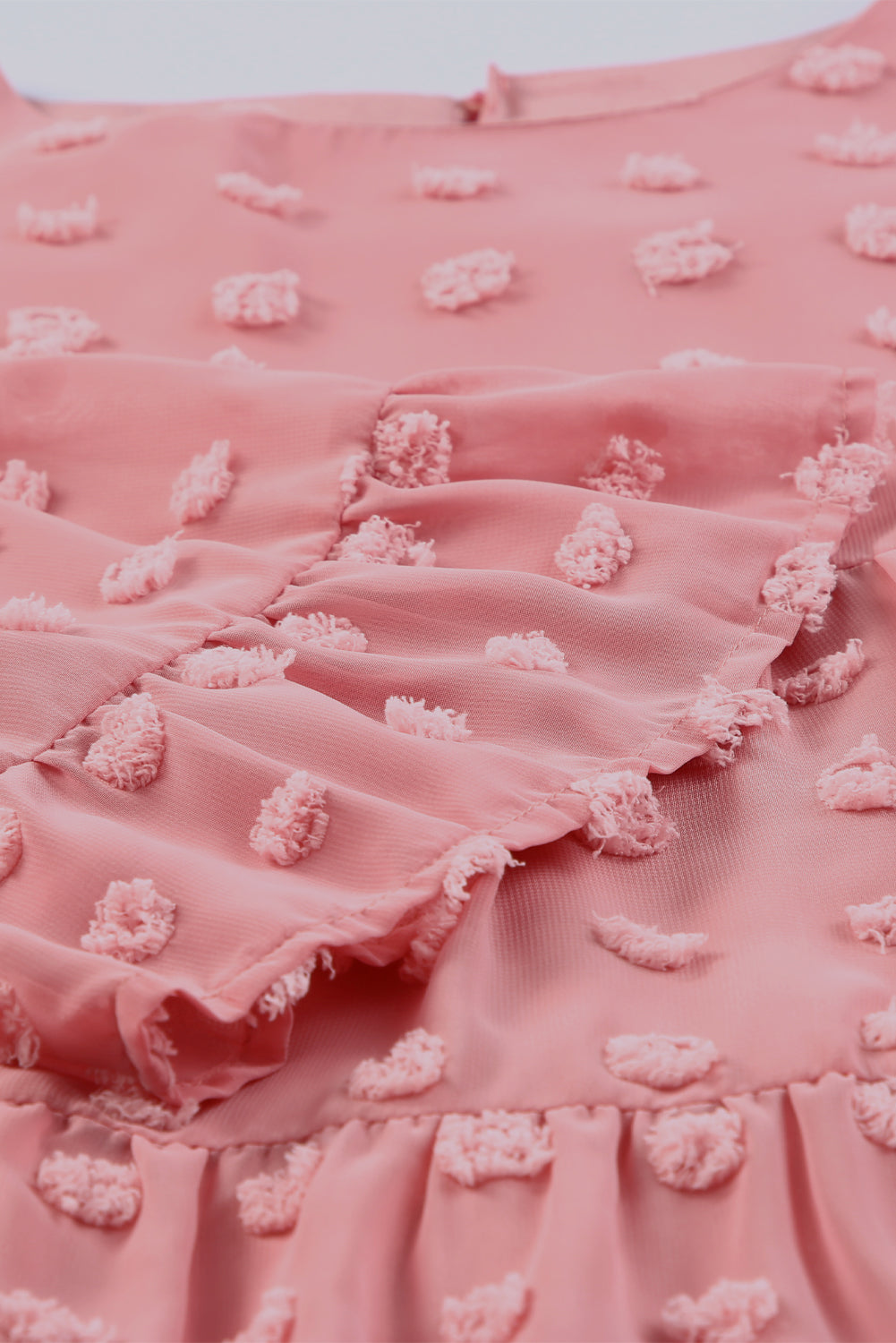 Pink Swiss Dot Ruffled Babydoll Blouse