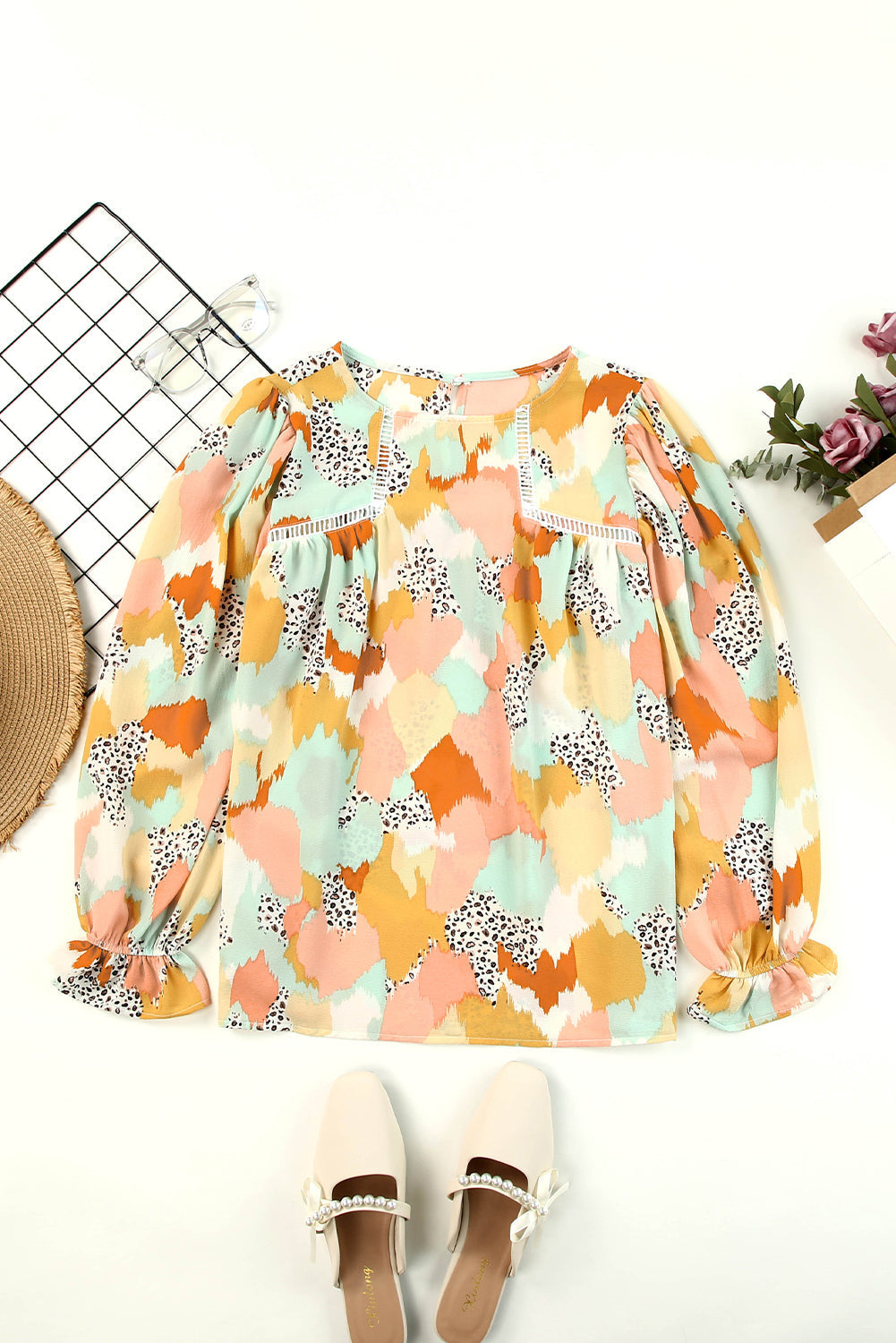 Pink Swiss Dot Ruffled Babydoll Blouse
