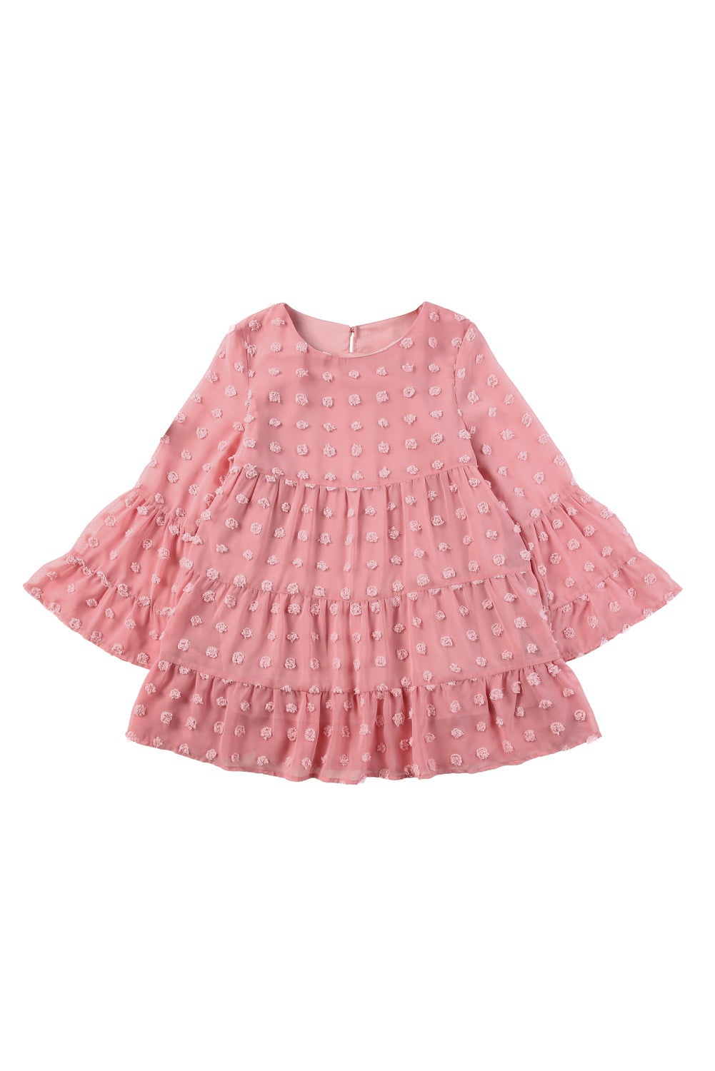 Pink Swiss Dot Ruffled Babydoll Blouse