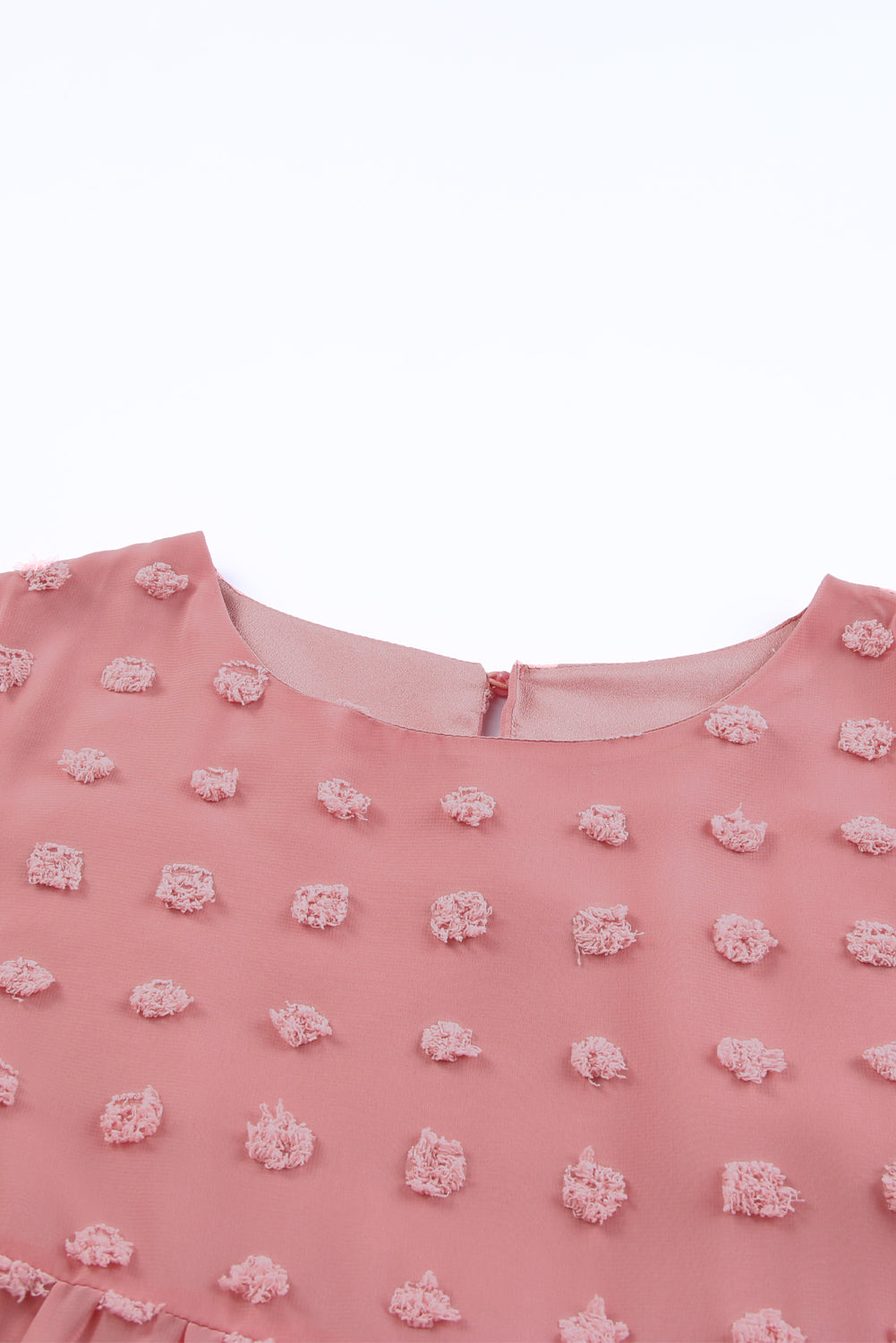 Pink Swiss Dot Ruffled Babydoll Blouse