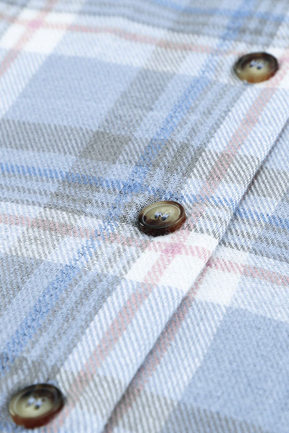 Plaid Print Pocket Drawstring Hooded Jacket