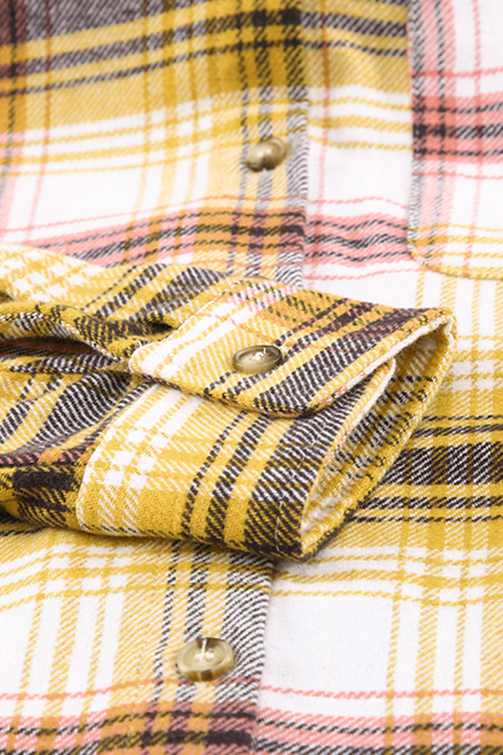 Plaid Print Pocket Drawstring Hooded Jacket