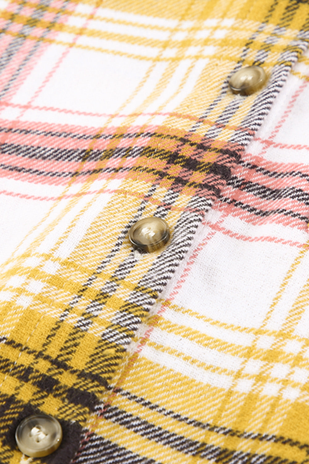Plaid Print Pocket Drawstring Hooded Jacket