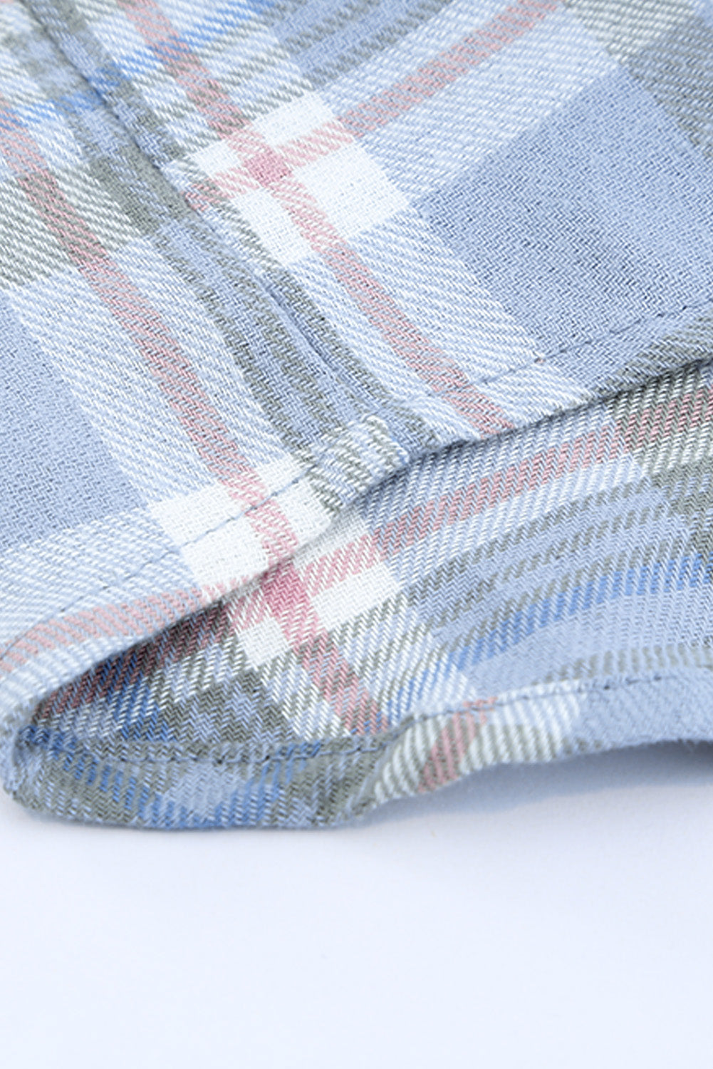 Plaid Print Pocket Drawstring Hooded Jacket