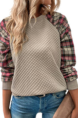 Plaid Raglan Sleeve Sweatshirt