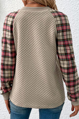Plaid Raglan Sleeve Sweatshirt