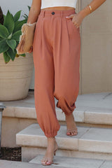 Pockets Ankle-length High Waist Joggers