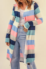 Print Colorblock Long Cardigan