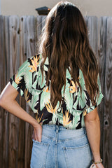 Printed Button Front Top