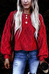 Red Festive Textured Chunky Sweater