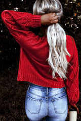 Red Festive Textured Chunky Sweater