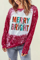 Red Merry Bright Leopard Color Block Sweatshirt