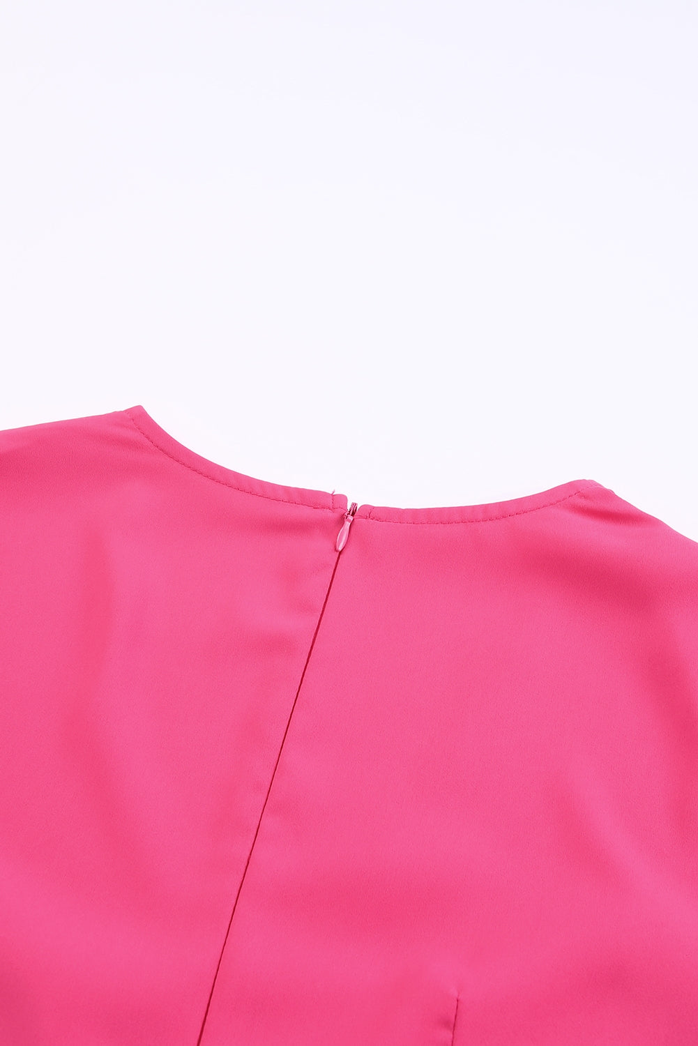 Red V Neck Bubble Sleeve Cut Out Waist Wide Leg Jumpsuit